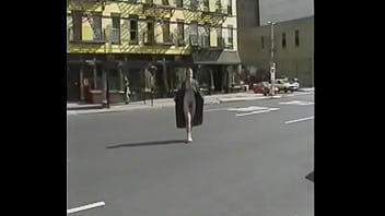 DAVID CHERIANO in classic flasher attire-flashing nude in trenchcoat on busy NYC avenue in day!