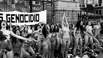 Naked women shouting at Argentina