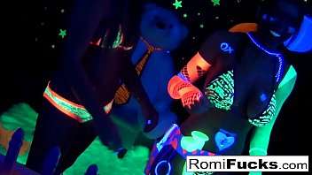 Romi Rain & Dani lesbian black-light fun