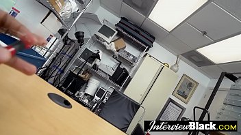 Job interview ends up in messy interracial hardcore sex at the office.