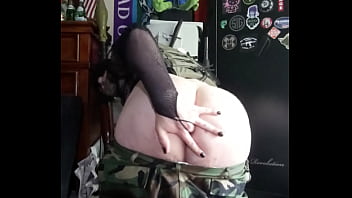 Tactical Femboy Shows Hole and Faps